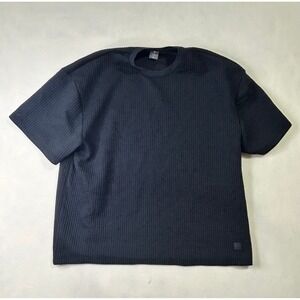 Saints Studio Mens Black Quilted Ribbed Short Sleeve T-Shirt Size 3X Casual Tee